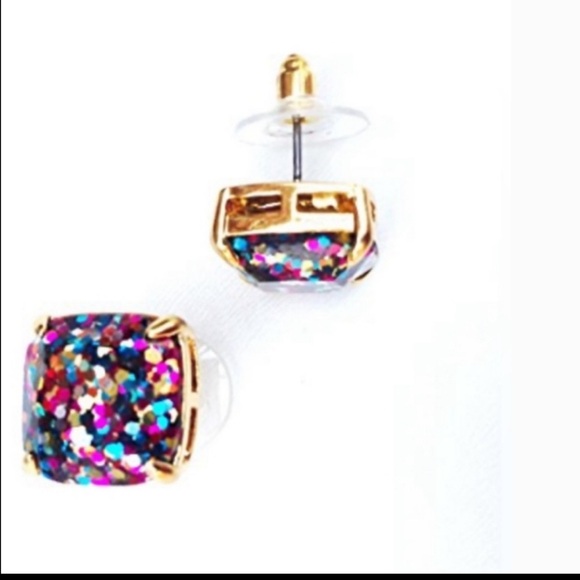 Kate Spade New York Glitter Square Stud Earrings Multicolor NEW with Dust Bag - Picture 9 of 11